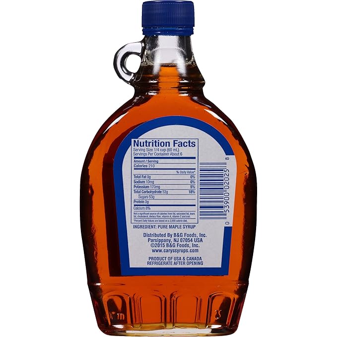 Cary's Pure Maple Syrup, Grade A Amber, 8 Fluid Ounces