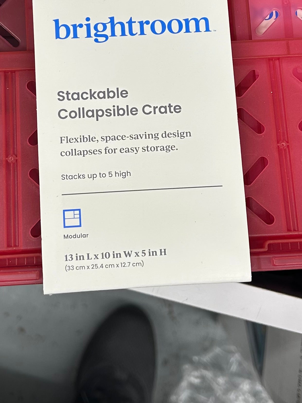 Bright Room Stackable Collapsible Crate - RED
