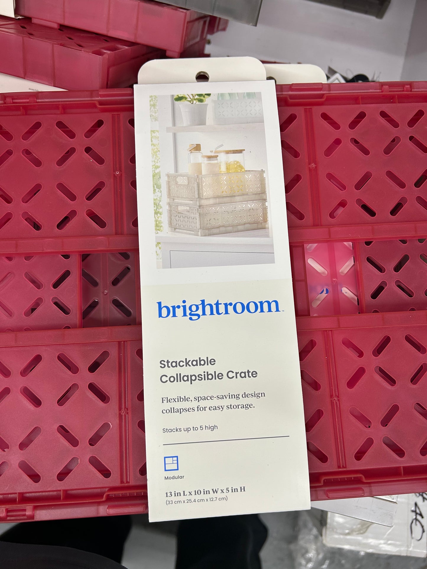 Bright Room Stackable Collapsible Crate - RED