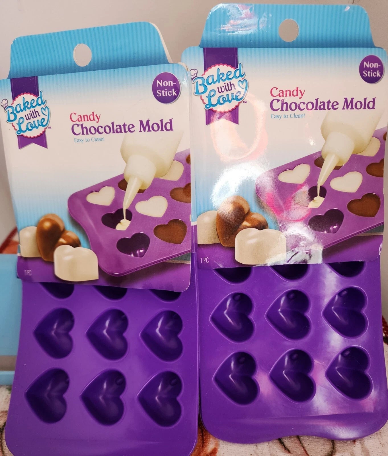 Baked With Love Candy Chocolate Heart Shaped Mold Silicone (2 Pack)