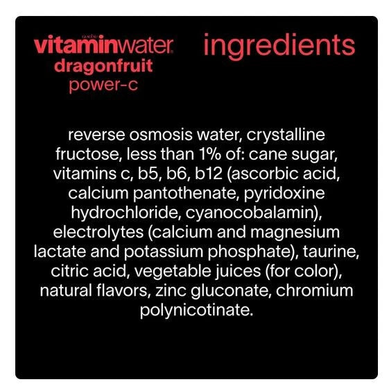 vitaminwater Power-C Dragonfruit Flavored Water Beverage, 16.9 fl oz, 6 Pack