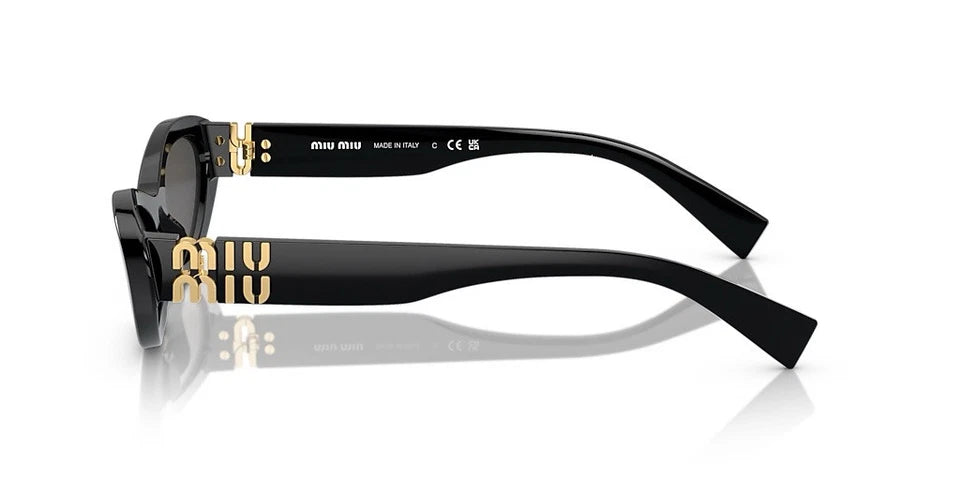 Miu Miu MU 09YS 1AB5S0 Black Gold Dark Grey Cateye Women Sunglasses AUTHENTIC