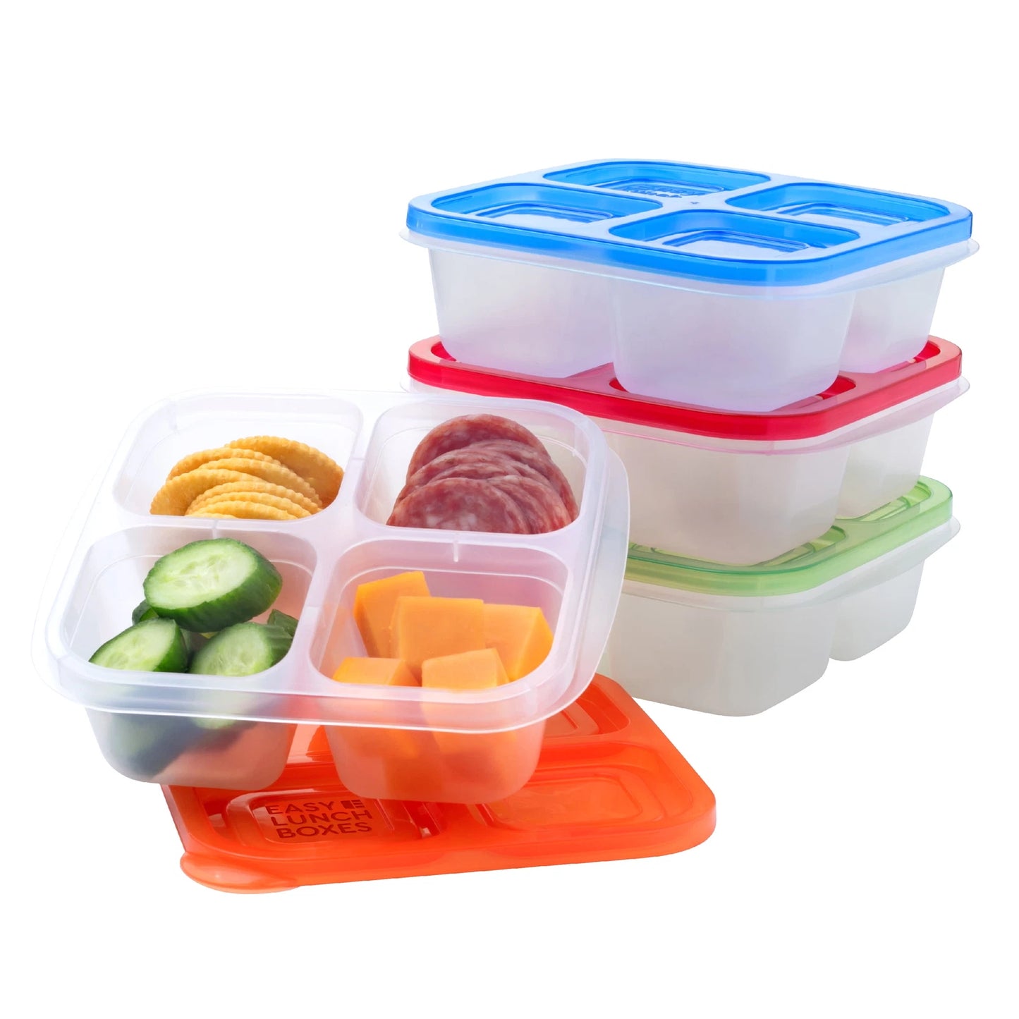 Bento Snack Boxes - Reusable 4-Compartment Food Containers for School/Work- BLUE