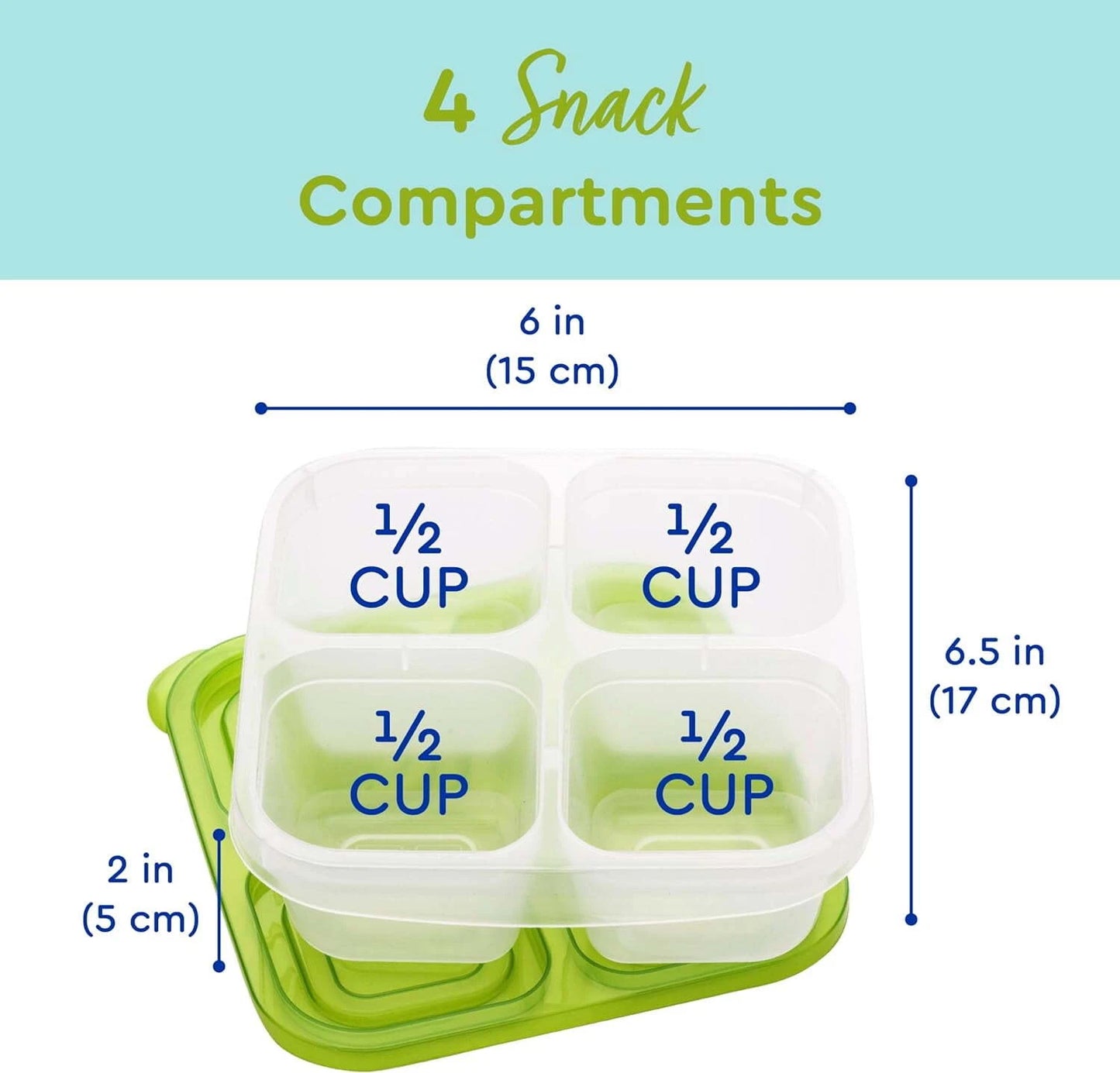 Bento Snack Boxes - Reusable 4-Compartment Food Containers for School/Work- BLUE