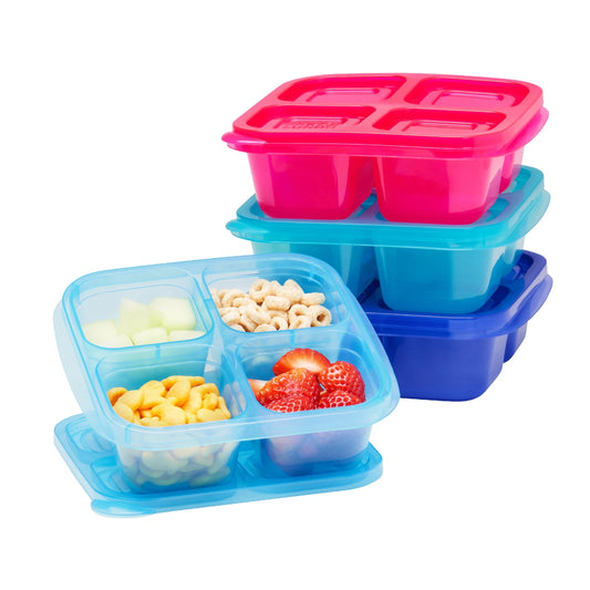 Bento Snack Boxes - Reusable 4-Compartment Food Containers for School/Work- PINK
