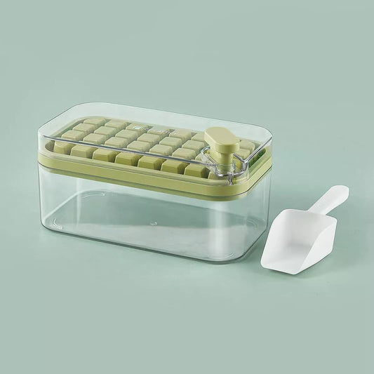 Ice Cube Trays for Freezer, Ice Cube Tray with Lid and Bin, 2 layers of 64 cells