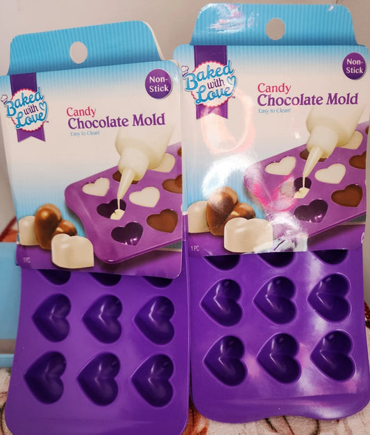 Baked With Love Candy Chocolate Heart Shaped Mold Silicone (2 Pack)
