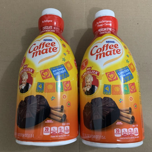 2 Bottles Nestle Coffee Mate Creamer Mexican Style Chocolate Liquid Pump  50.7oz
